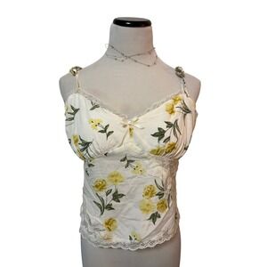 Wild Fable Sweetheart Floral Lace Trim Cottagecore Romantic Cami Top
